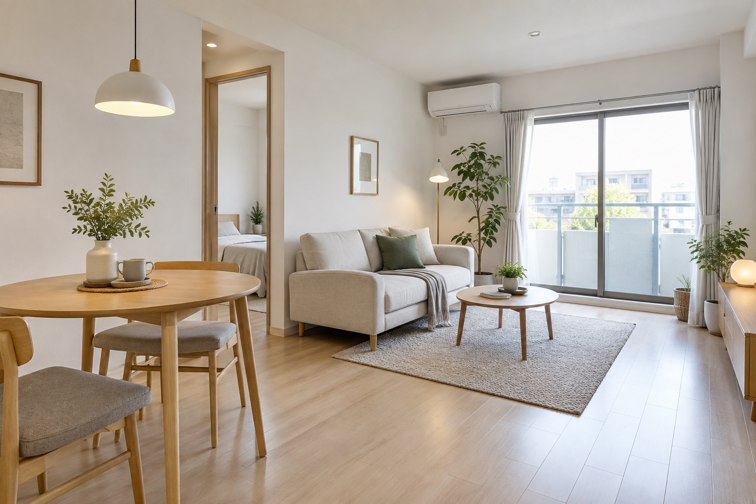 自然光が入る賃貸住宅のリビングのイメージ